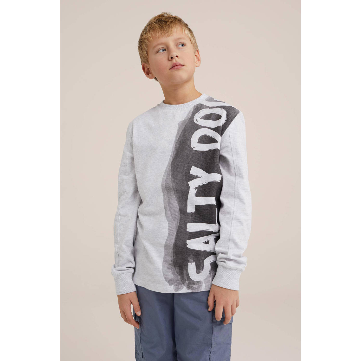 WE Fashion sweater met tekst wit zwart