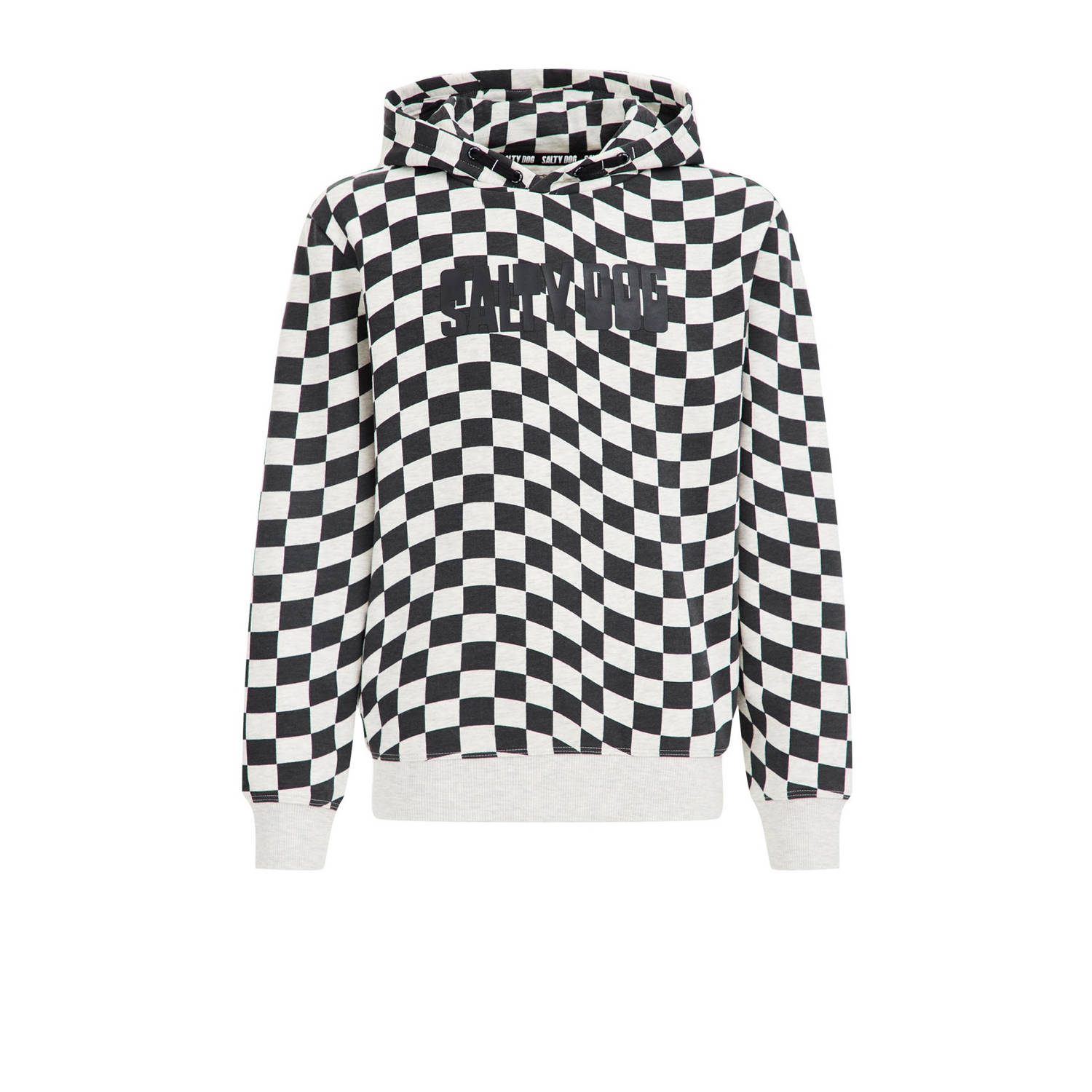 WE Fashion Salty Dog hoodie met grafische print zwart wit