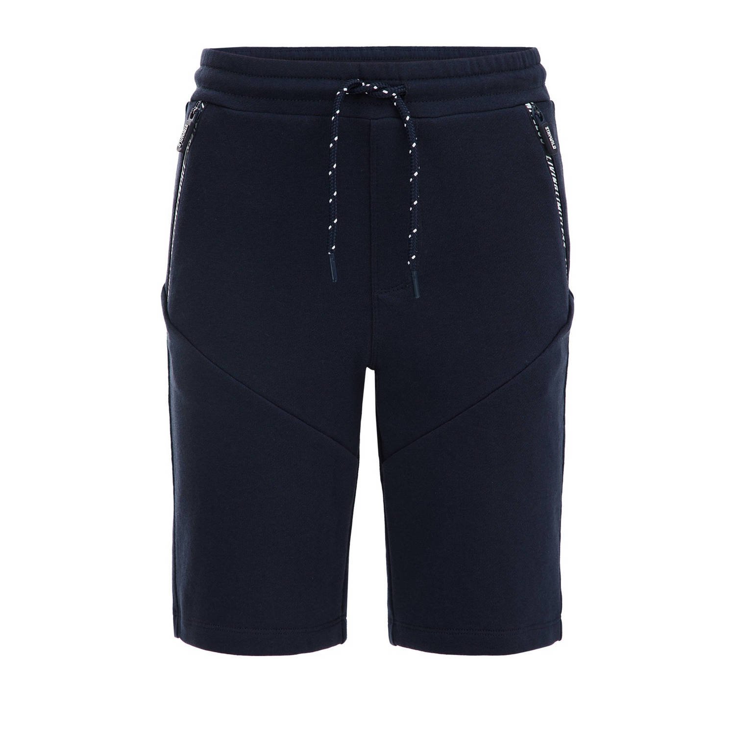 WE Fashion slim fit sweatshort donkerblauw Korte broek Effen 110