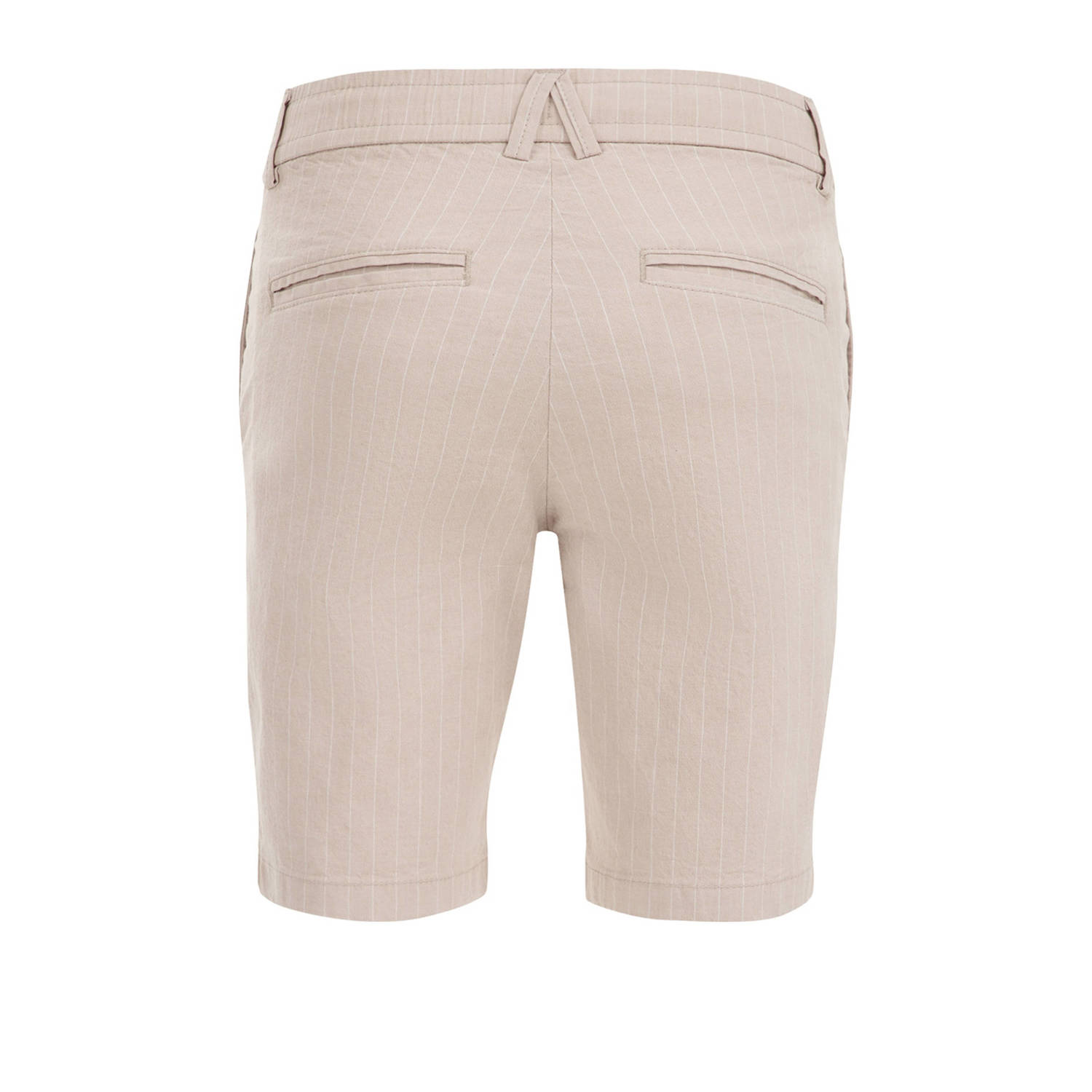 WE Fashion gestreepte slim fit chino short zand