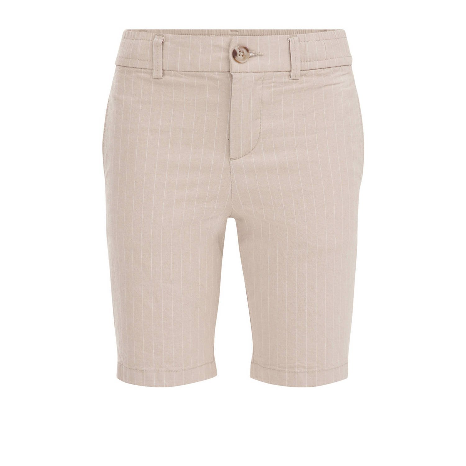 WE Fashion gestreepte slim fit chino short zand Korte broek Beige Jongens Stretchkatoen 116