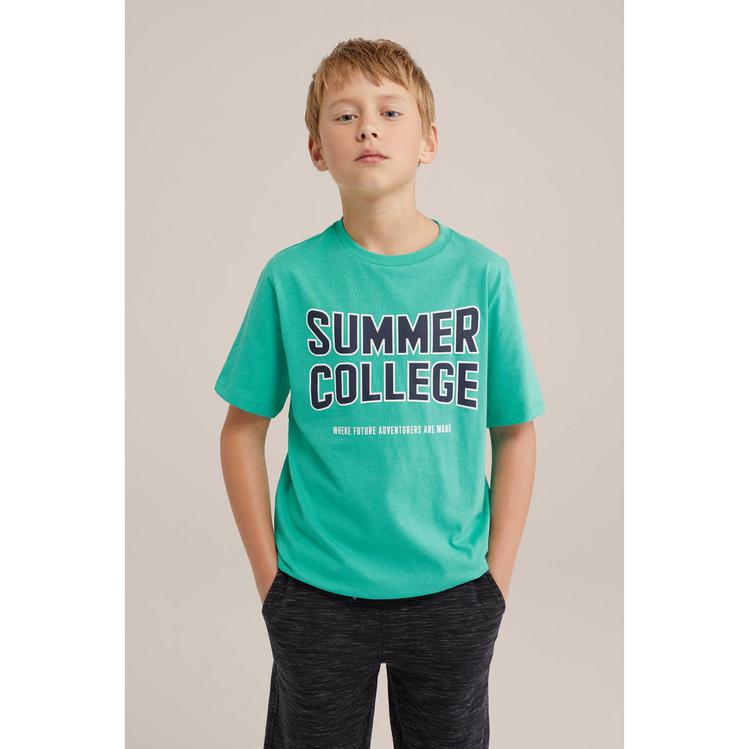 WE Fashion T-shirt met printopdruk simply green