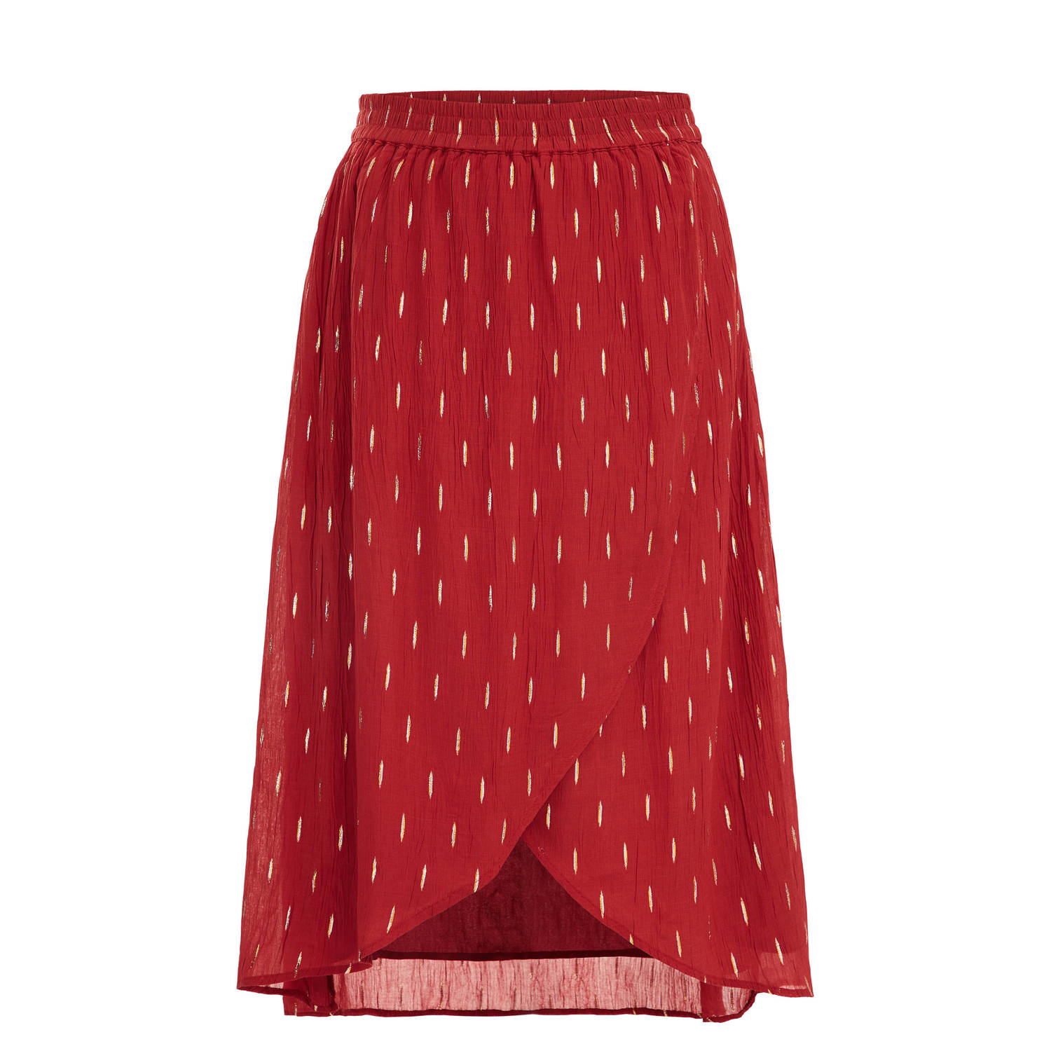 WE Fashion Curve midi rok Heidi met all over print en textuur rood goud