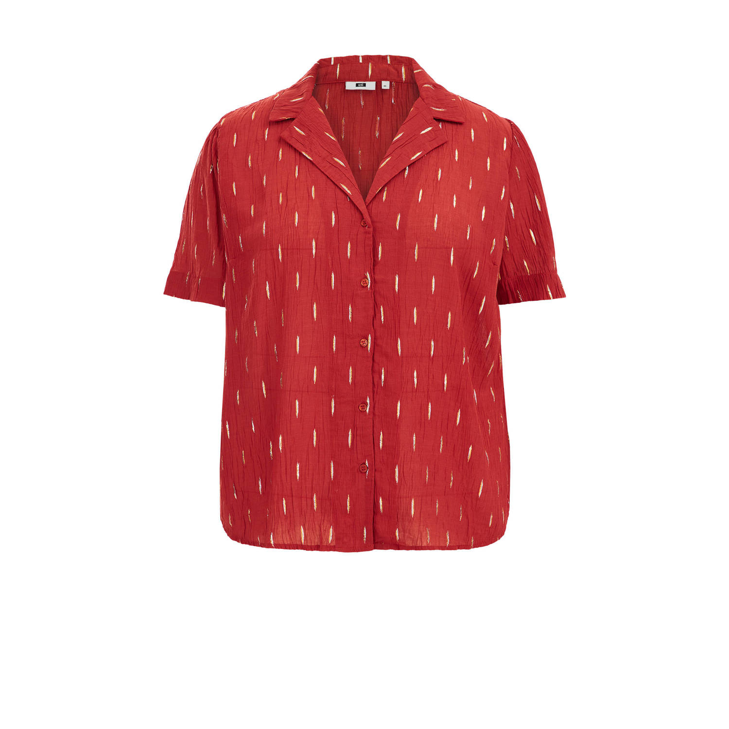WE Fashion Curve blouse Aloha met all over print en textuur rood goud