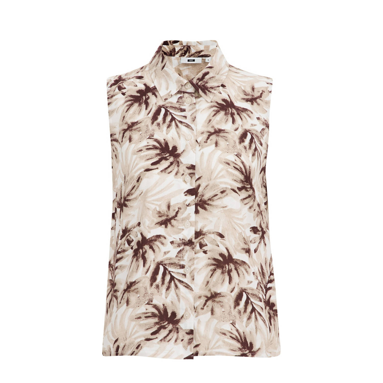 WE Fashion blouse Meriel met all over print en plooien beige bruin ecru