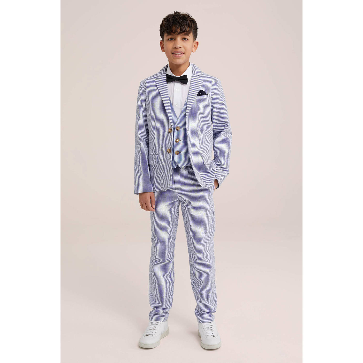 WE Fashion gestreept colbert navy wit