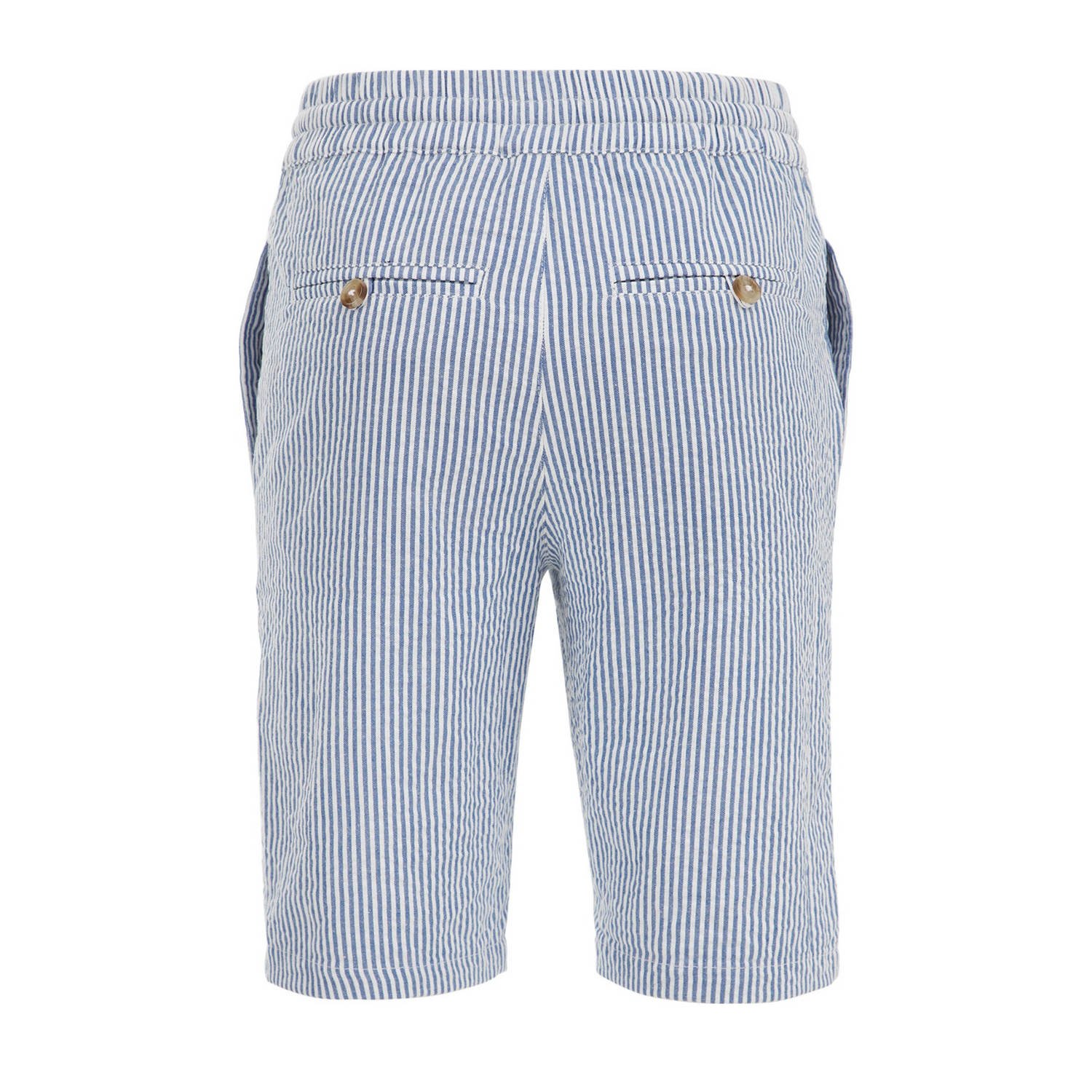 WE Fashion gestreepte slim fit casual short navy wit