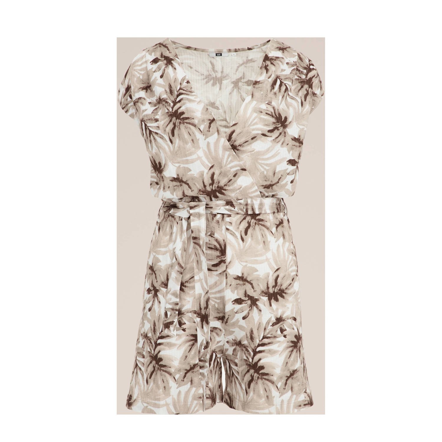 WE Fashion playsuit met all over print beige wit bruin