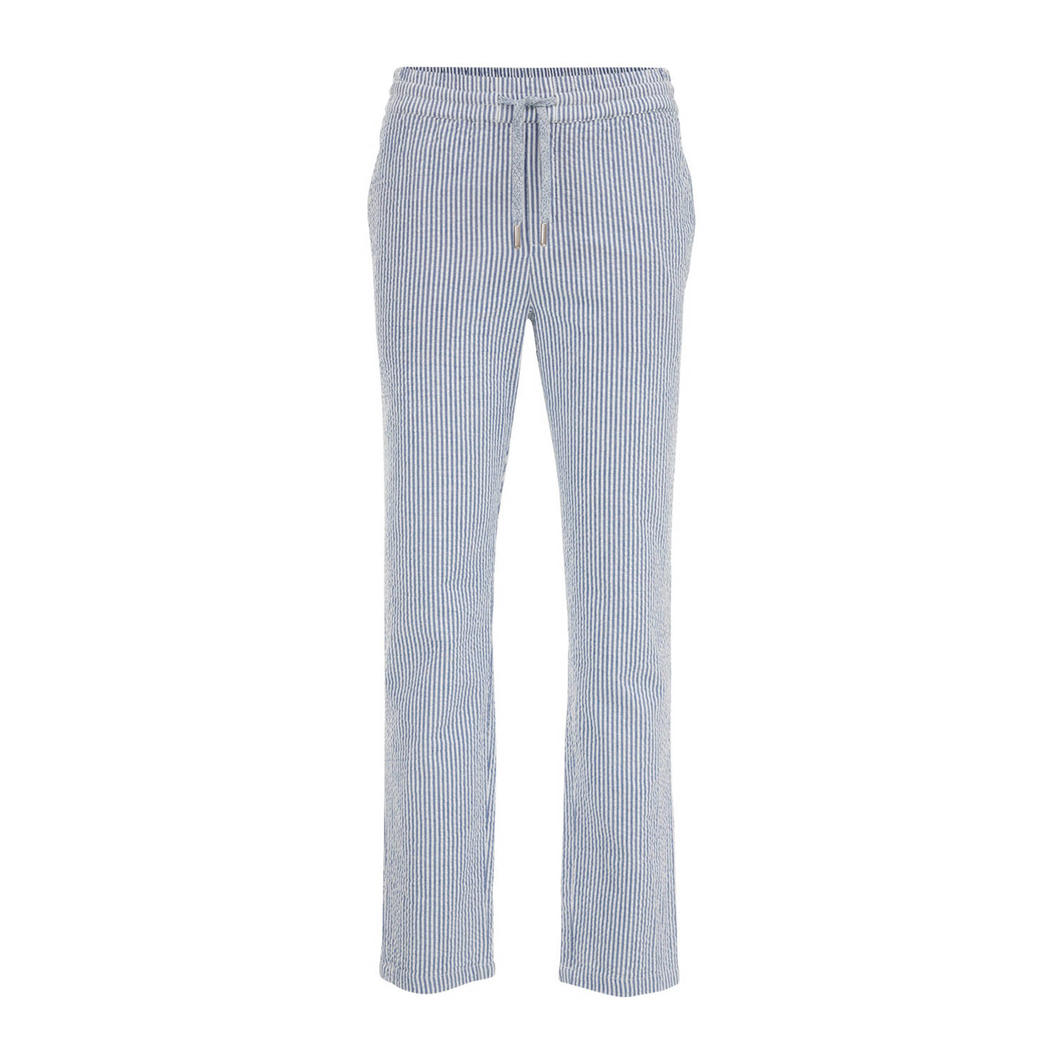 WE Fashion gestreepte slim fit broek lichtblauw