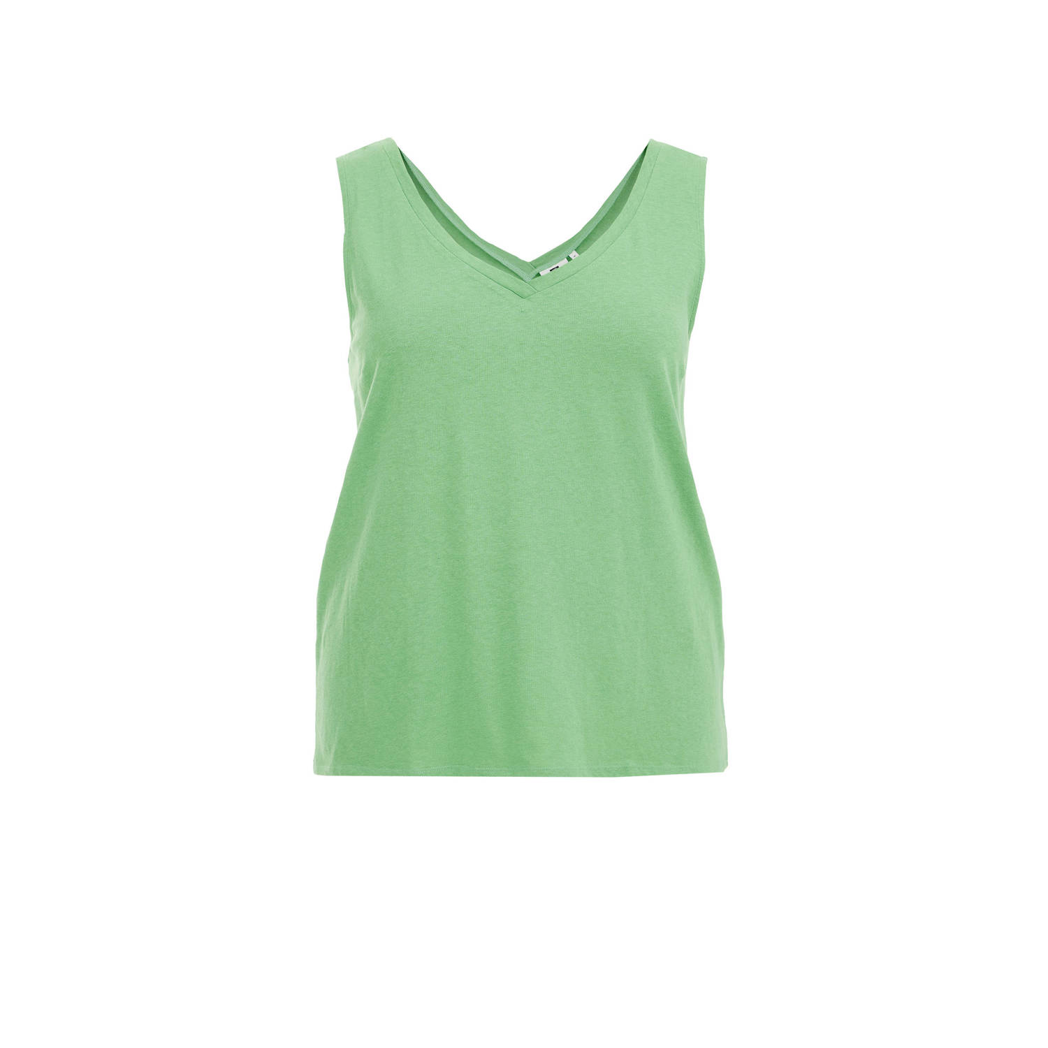 WE Fashion Curve top met open rug groen