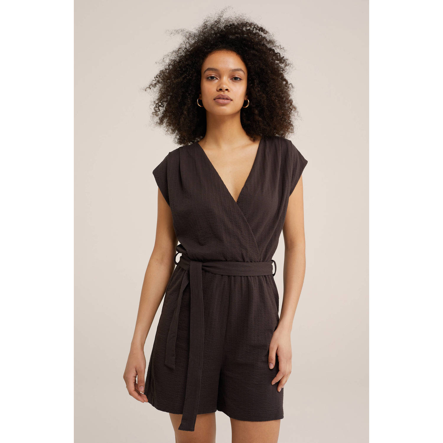 WE Fashion playsuit donkerbruin