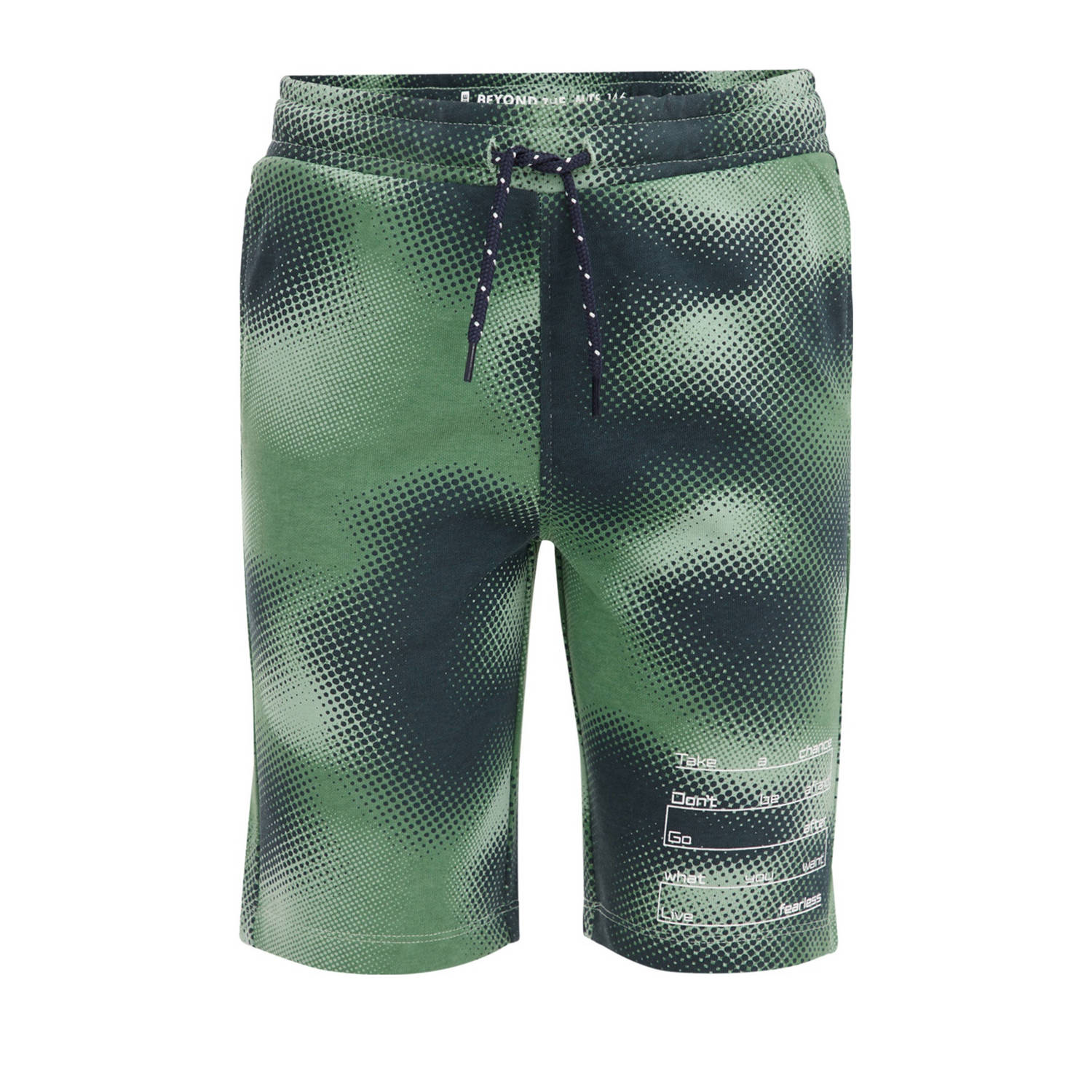 WE Fashion dip-dye slim fit sweatshort groen Jongens Katoen Dip-dye 104
