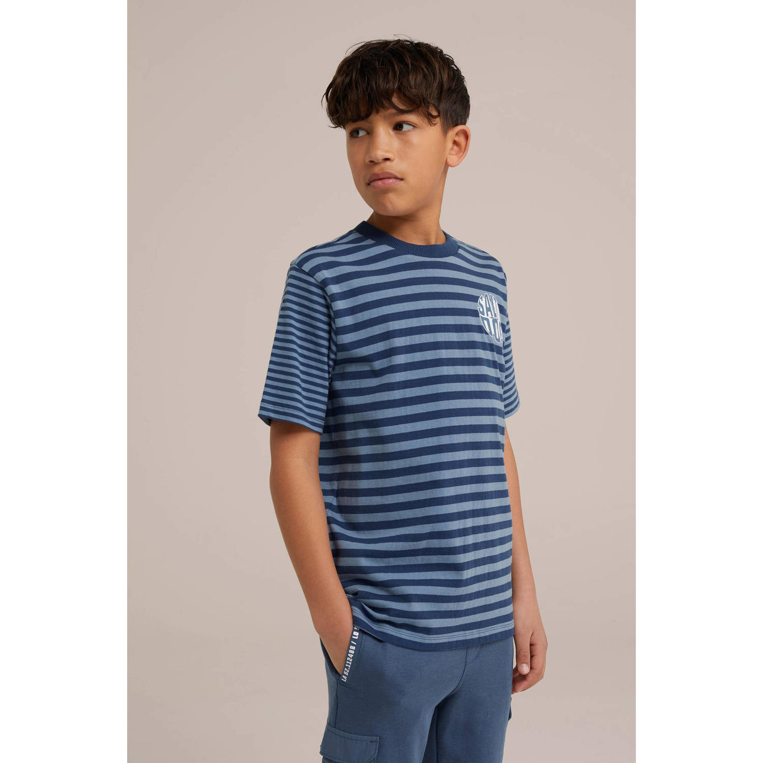 WE Fashion gestreept T-shirt blauw donkerblauw