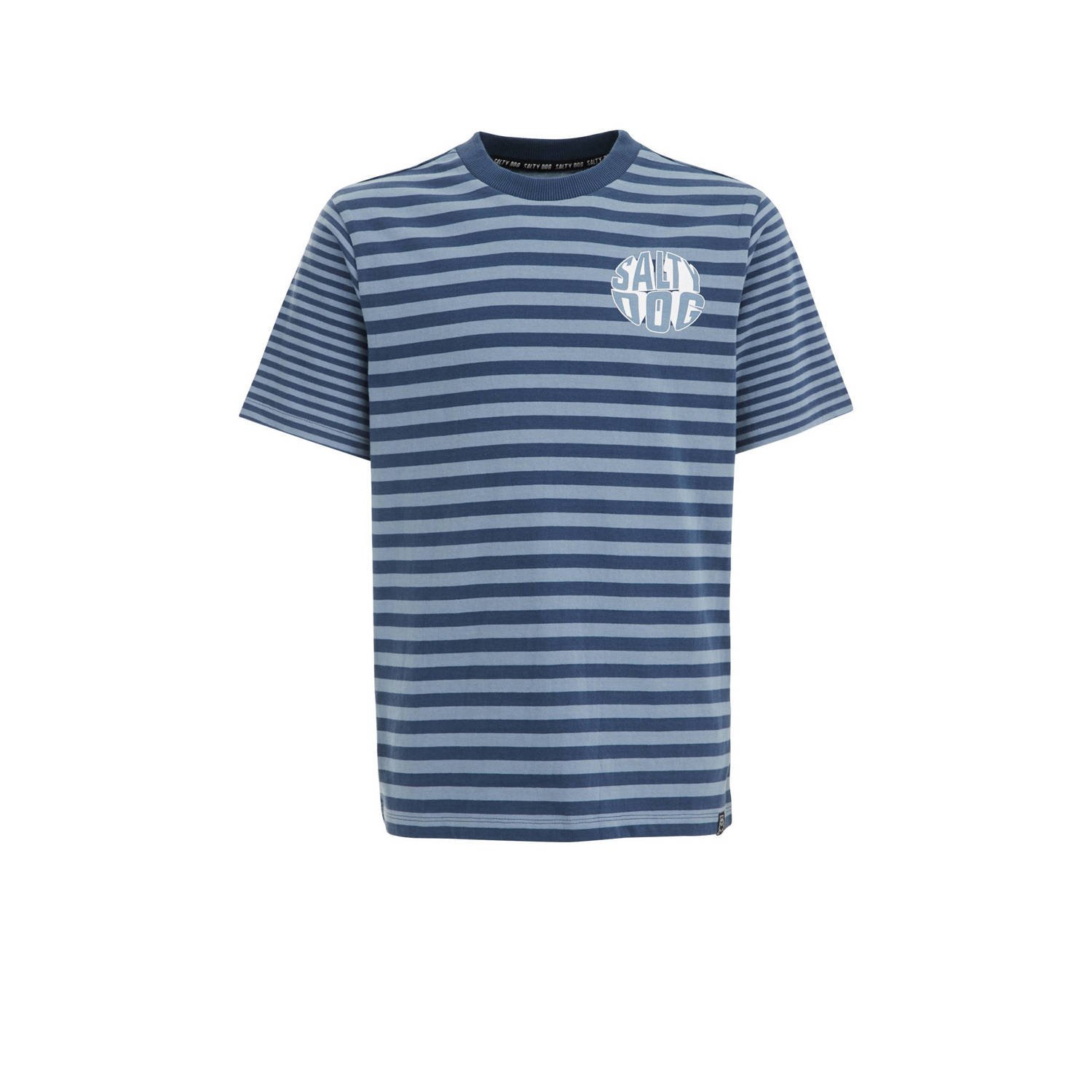 WE Fashion gestreept T-shirt blauw donkerblauw Jongens Katoen Ronde hals 110 116