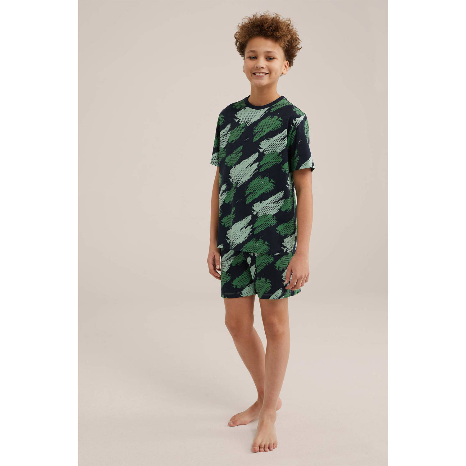 WE Fashion shortama met all over print groen