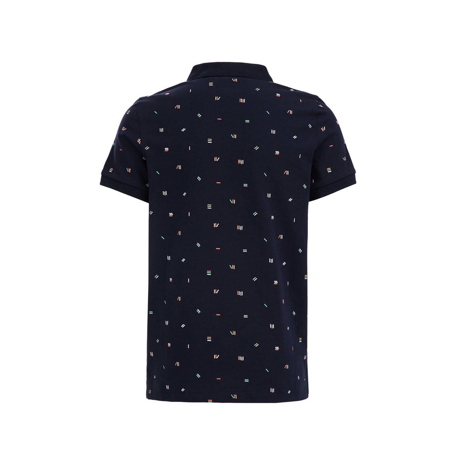 WE Fashion polo met all over print donkerblauw