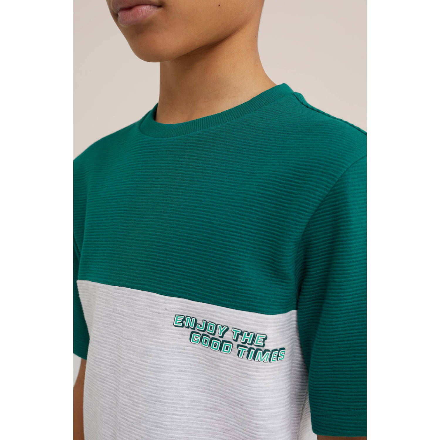 WE Fashion T-shirt groen wit