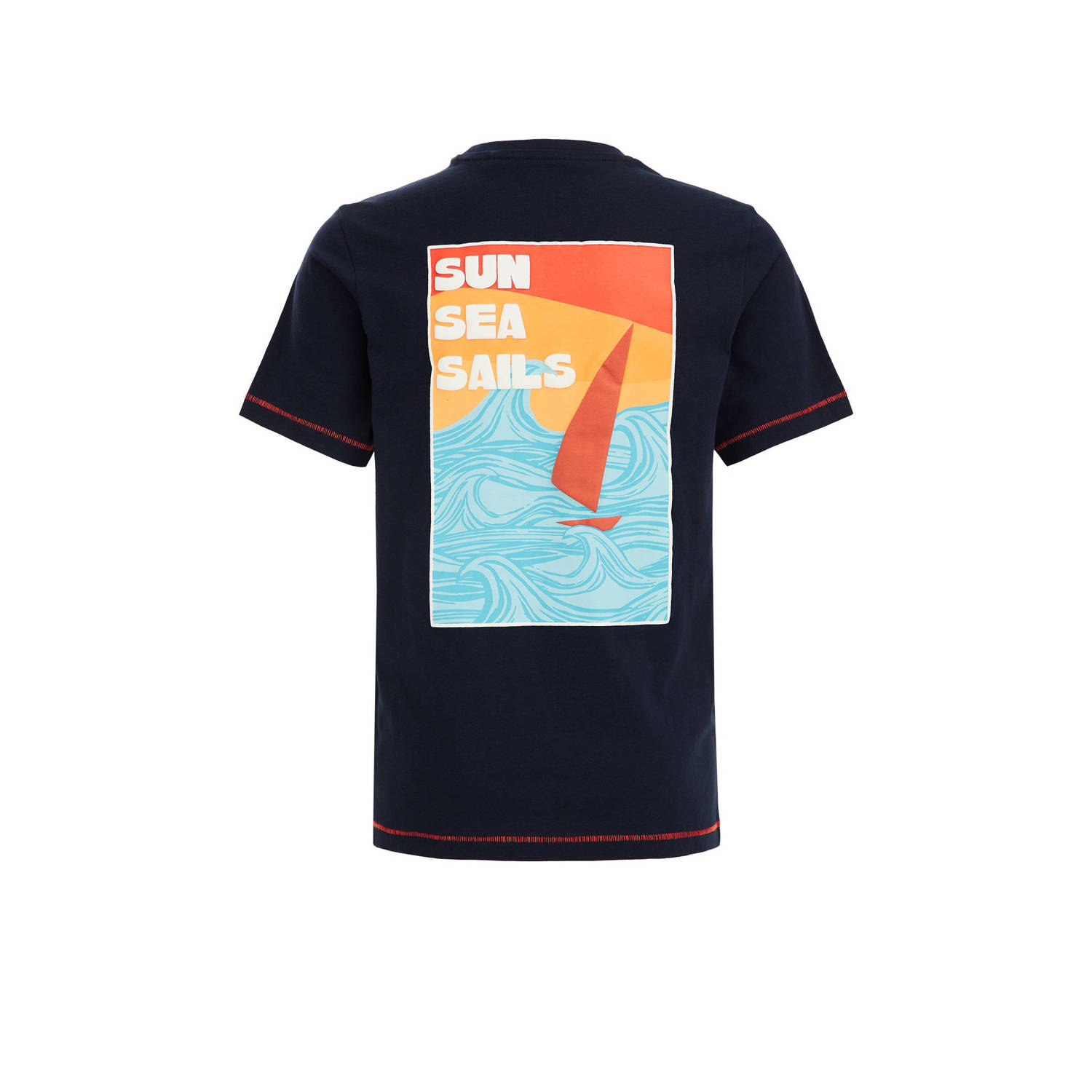 WE Fashion T-shirt met backprint donkerblauw