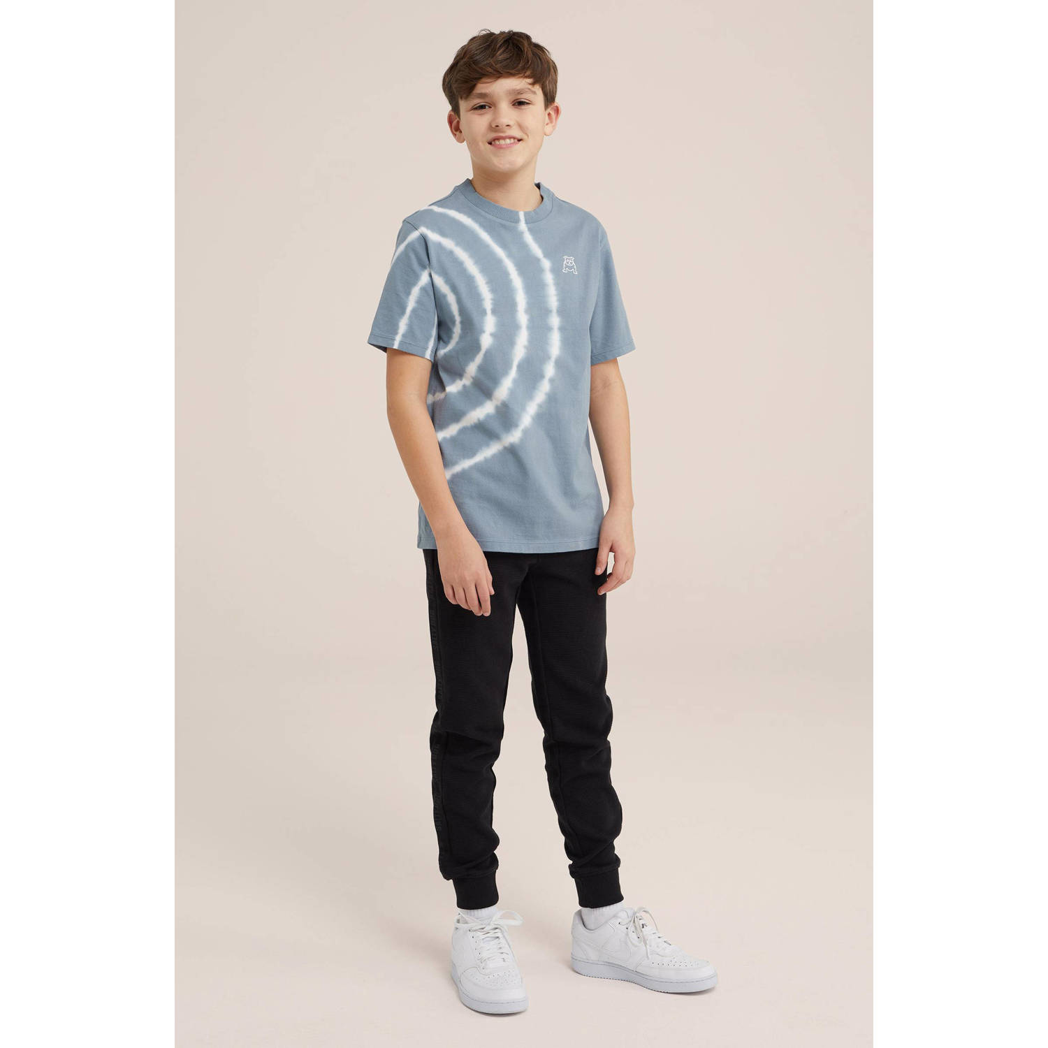 WE Fashion T-shirt met all over print blauw