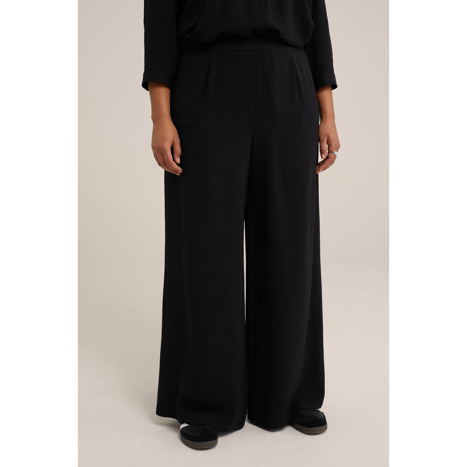 WE Fashion Curve wide leg pantalon zwart