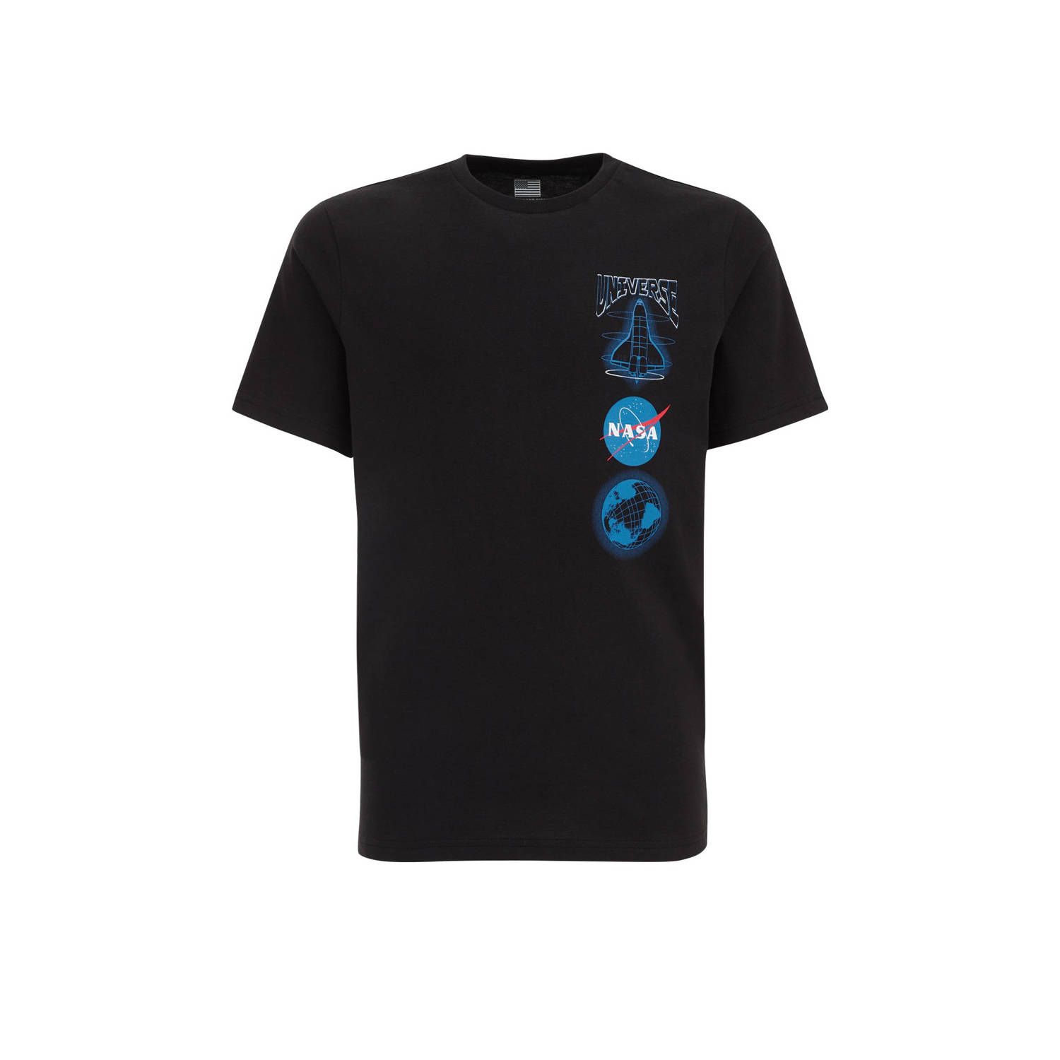 WE Fashion T-shirt met backprint zwart blauw Jongens Katoen Ronde hals 110 116