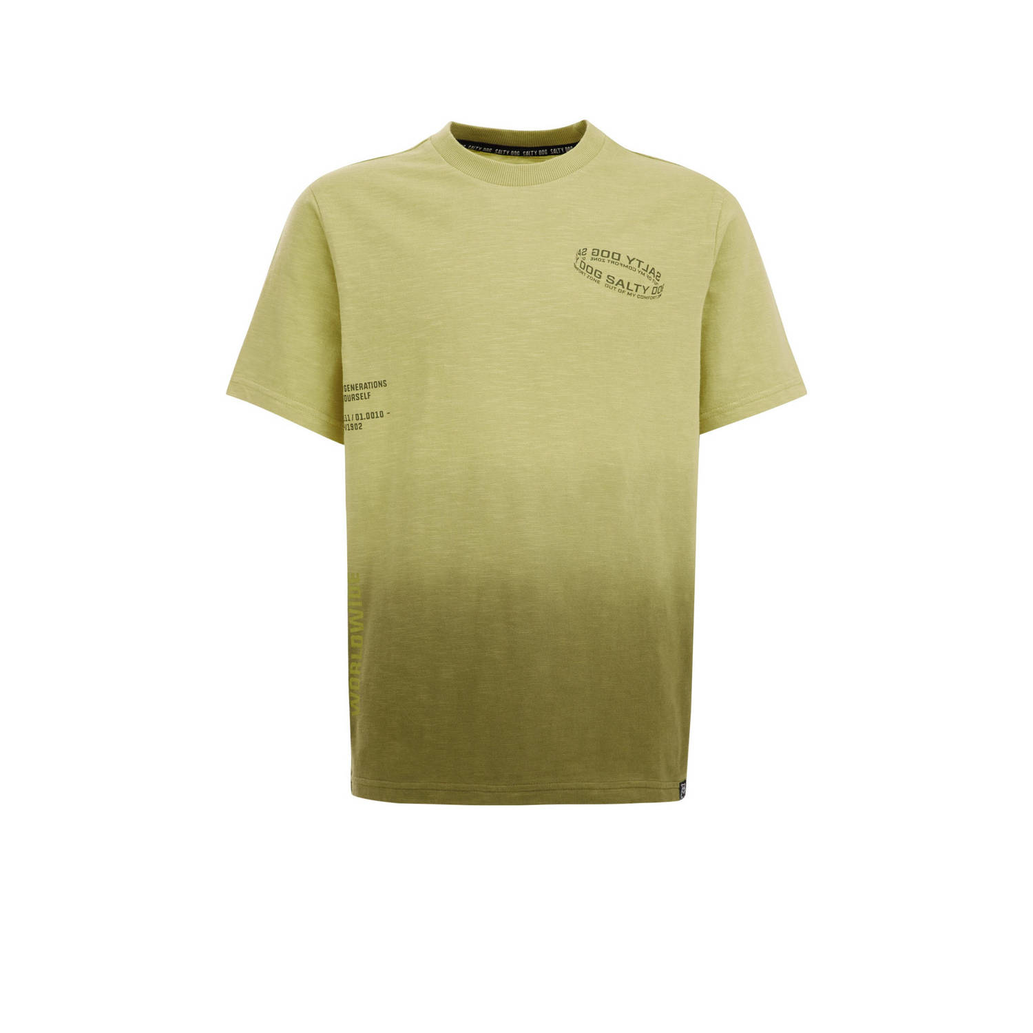 WE Fashion T-shirt met backprint groen Jongens Katoen Ronde hals Backprint 110 116