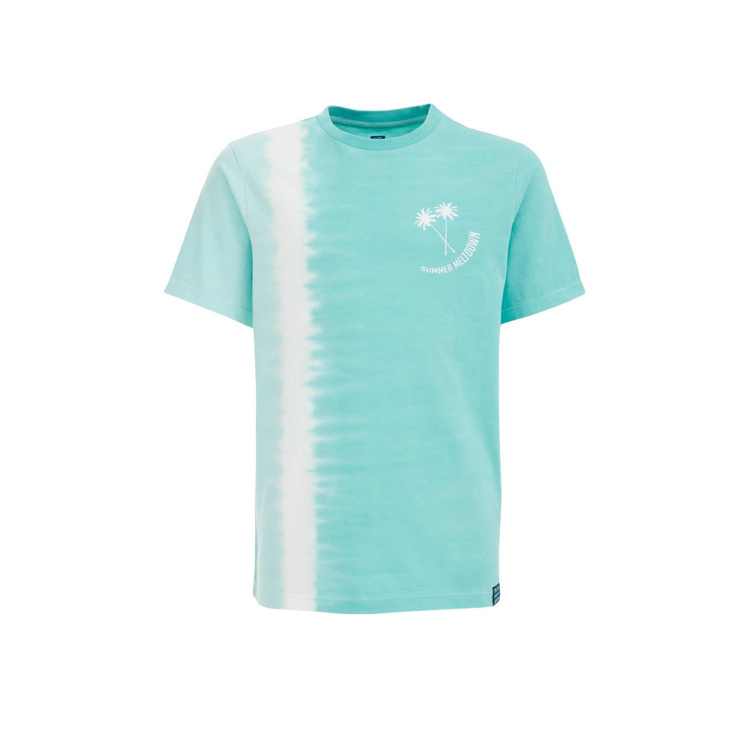 WE Fashion tie-dye T-shirt lichtblauw wit Jongens Katoen Ronde hals Tie-dye 110 116