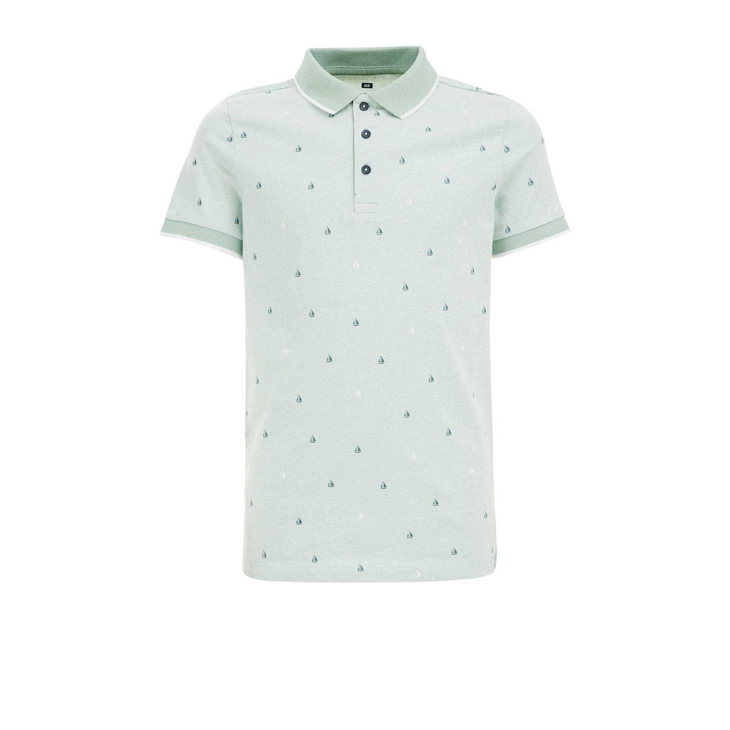 WE Fashion polo met all over print lichtgroen