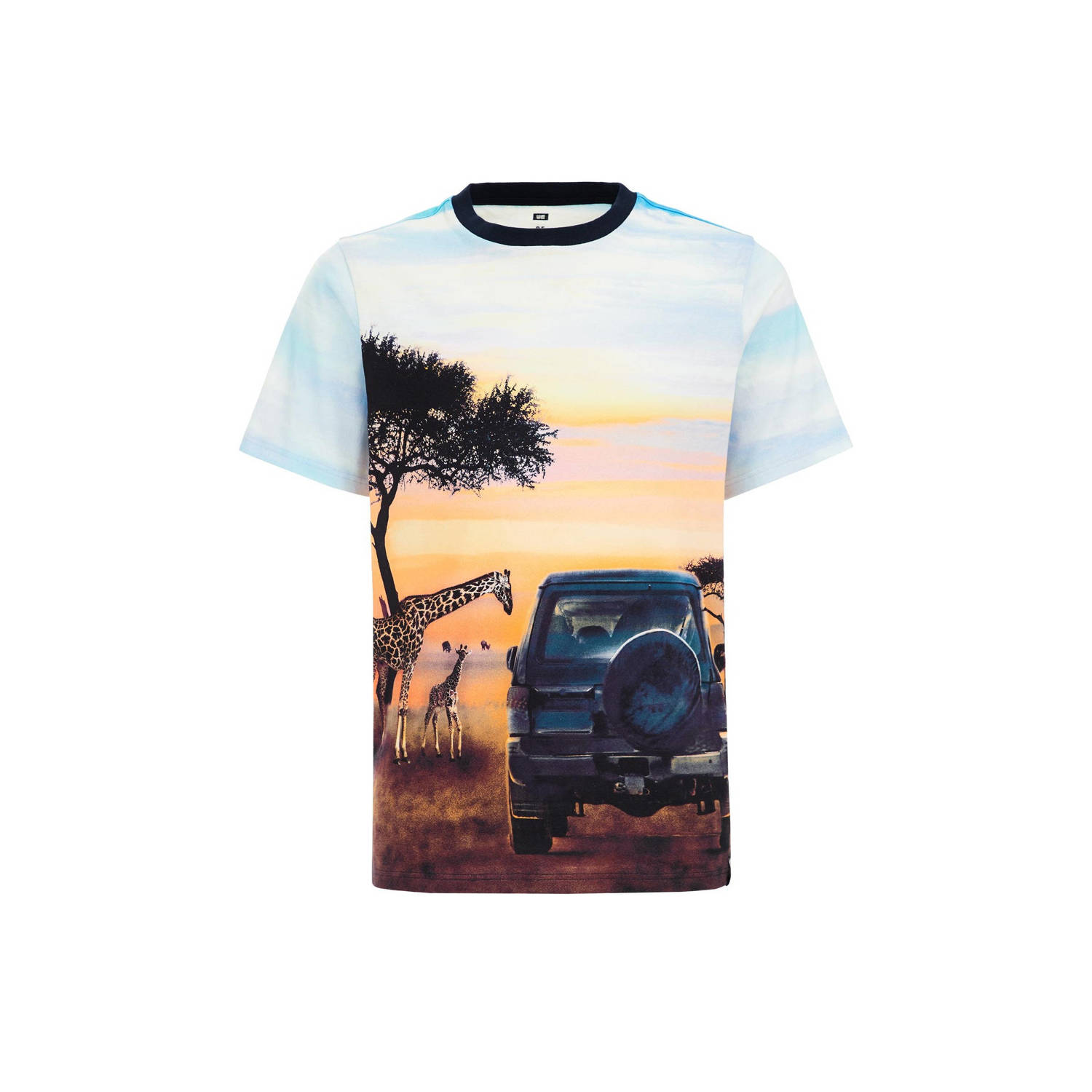 WE Fashion T-shirt met all over print wit oranje