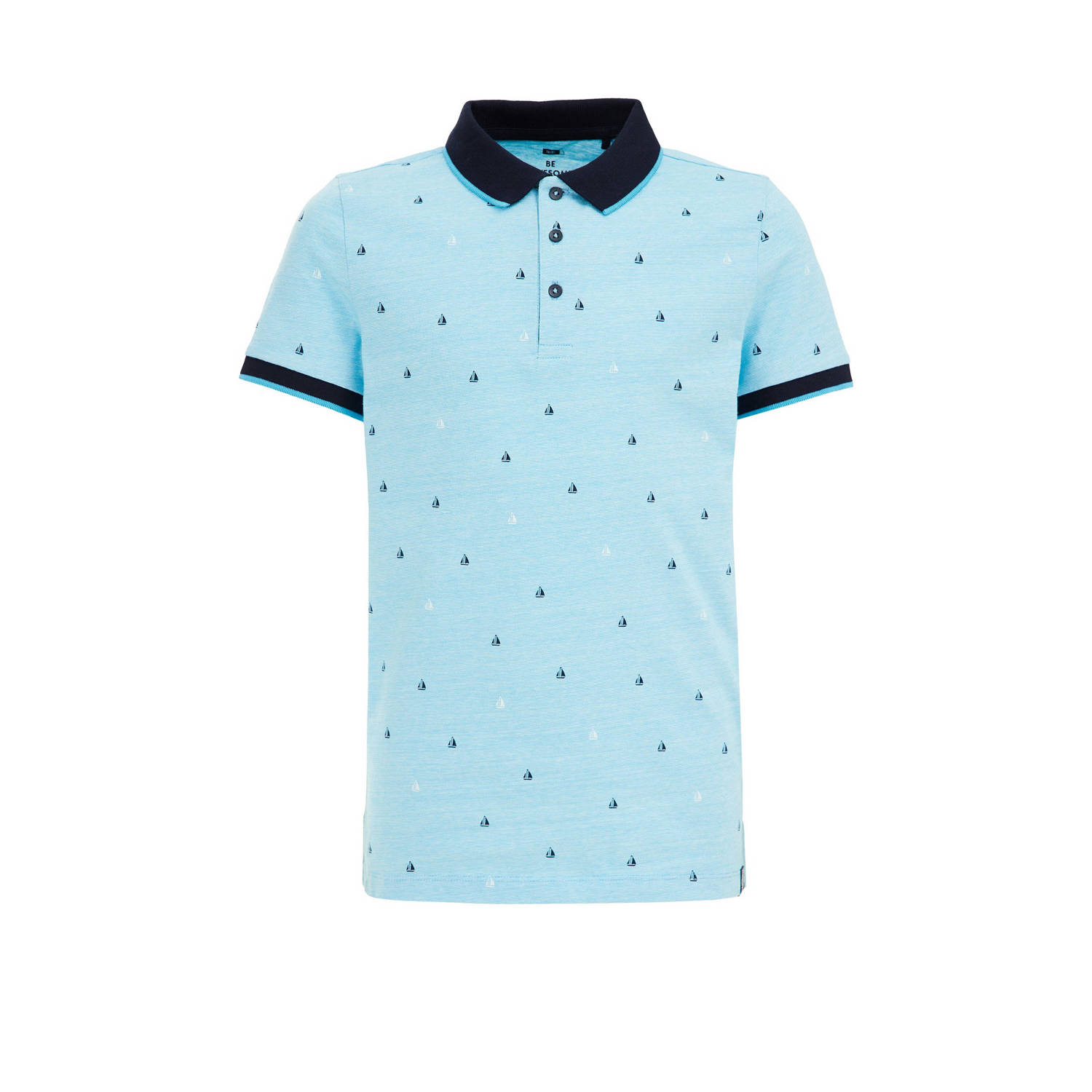 WE Fashion polo met all over print lichtblauw