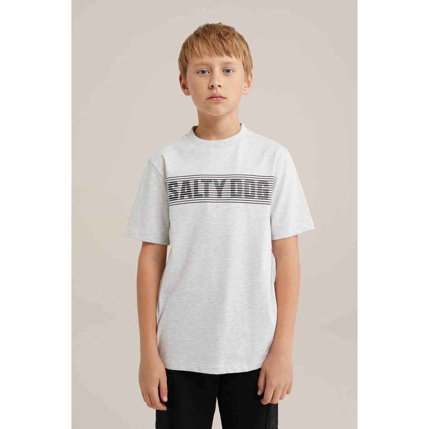 Salty Dog T-shirt met tekst white melange