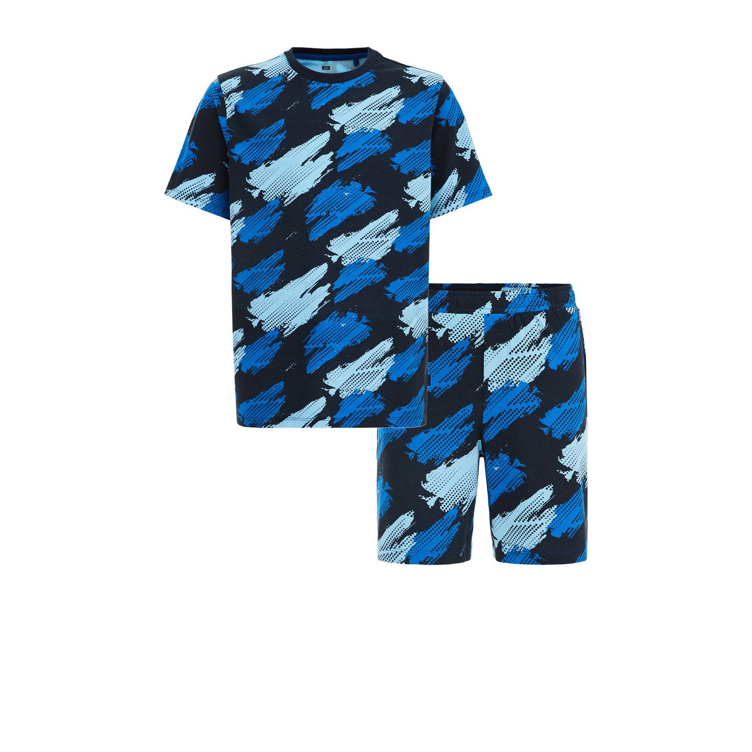 WE Fashion shortama met all over print blauw