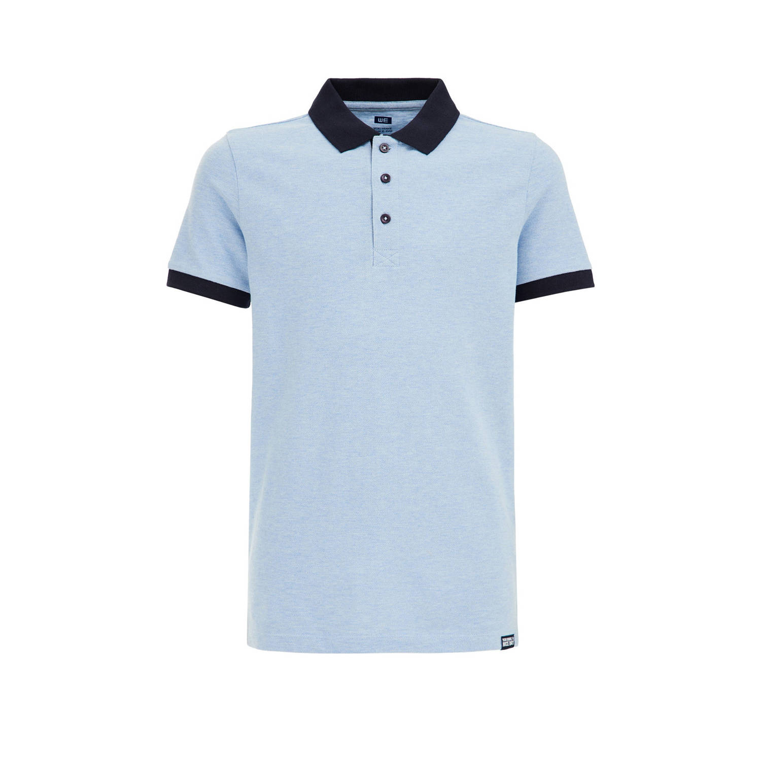 WE Fashion gemêleerde polo lichtblauw donkerblauw