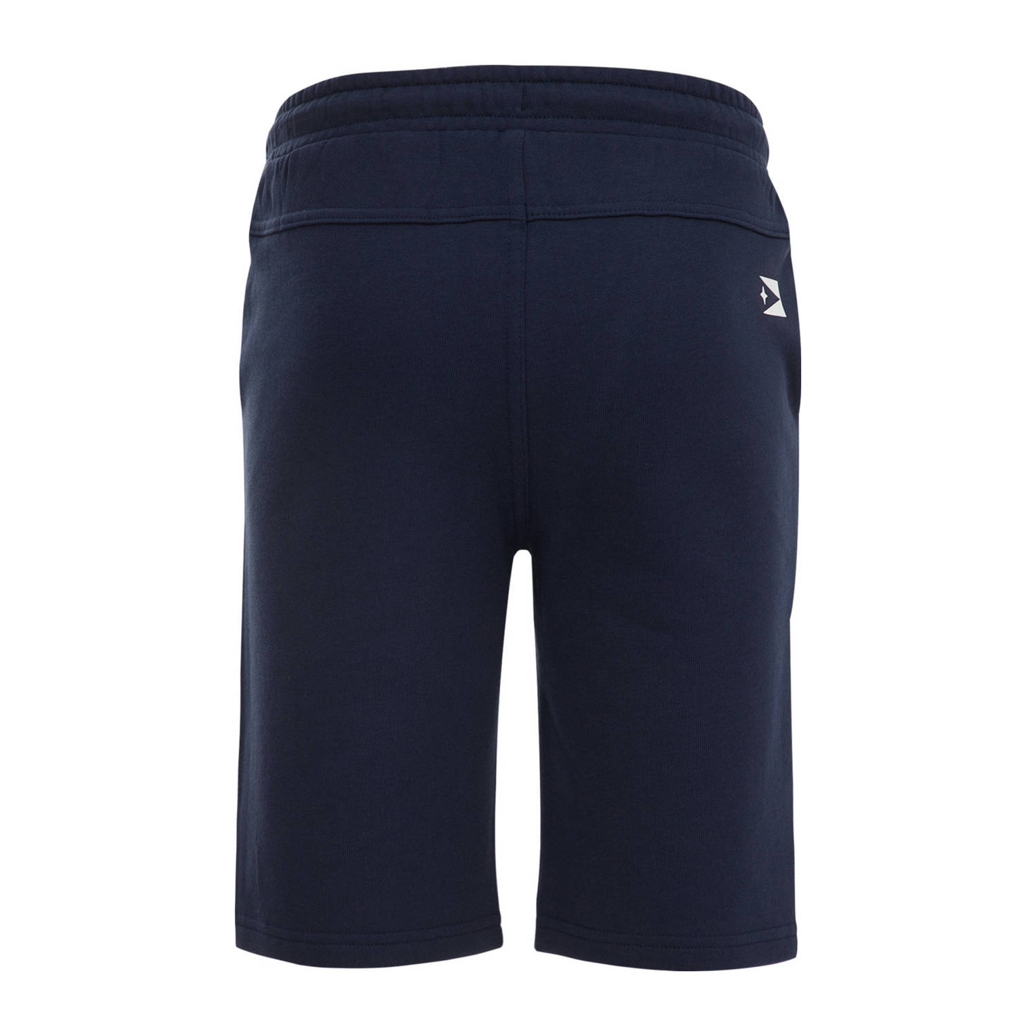 WE Fashion slim fit sweatshort met printopdruk donkerblauw