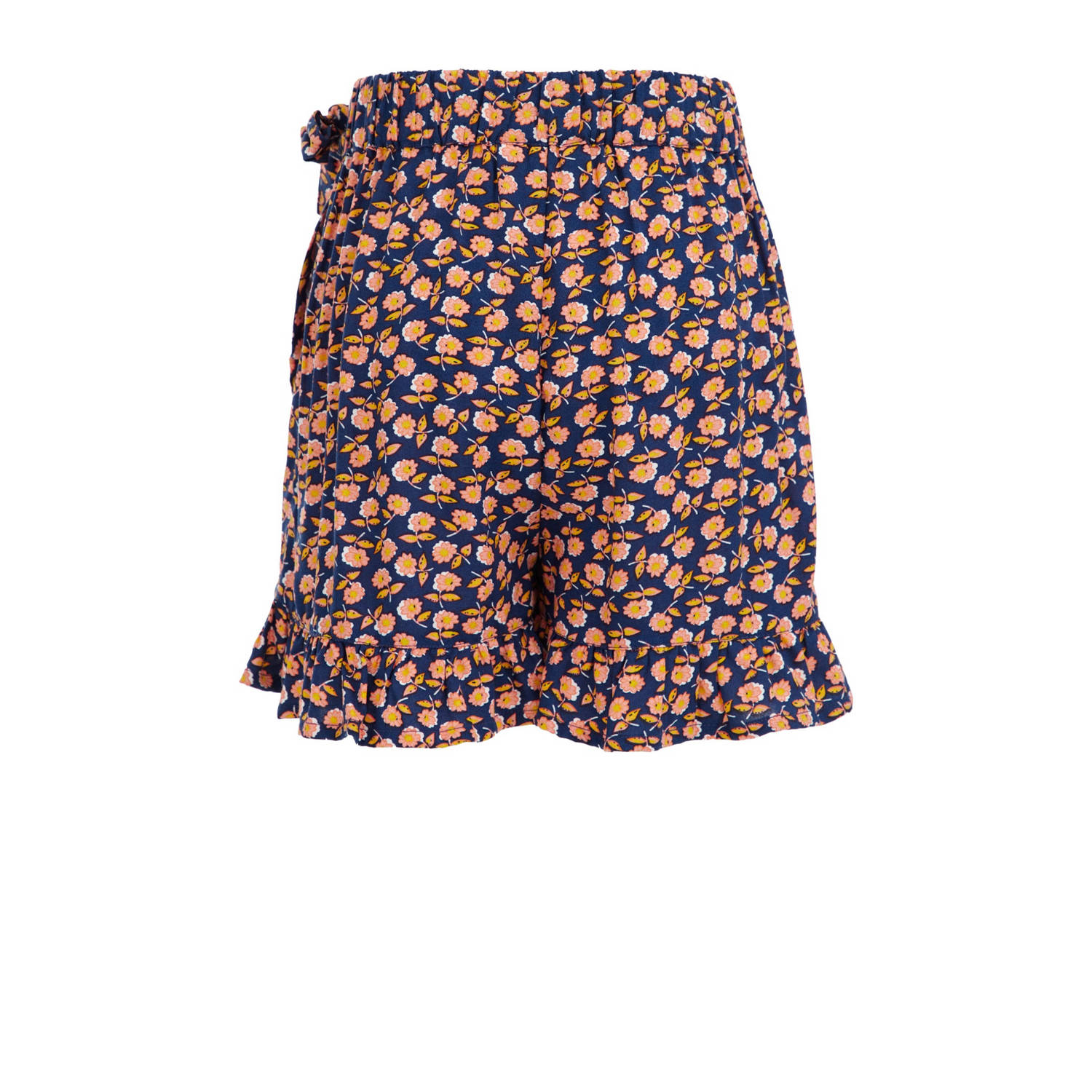 WE Fashion skort met all over print donkerblauw roze