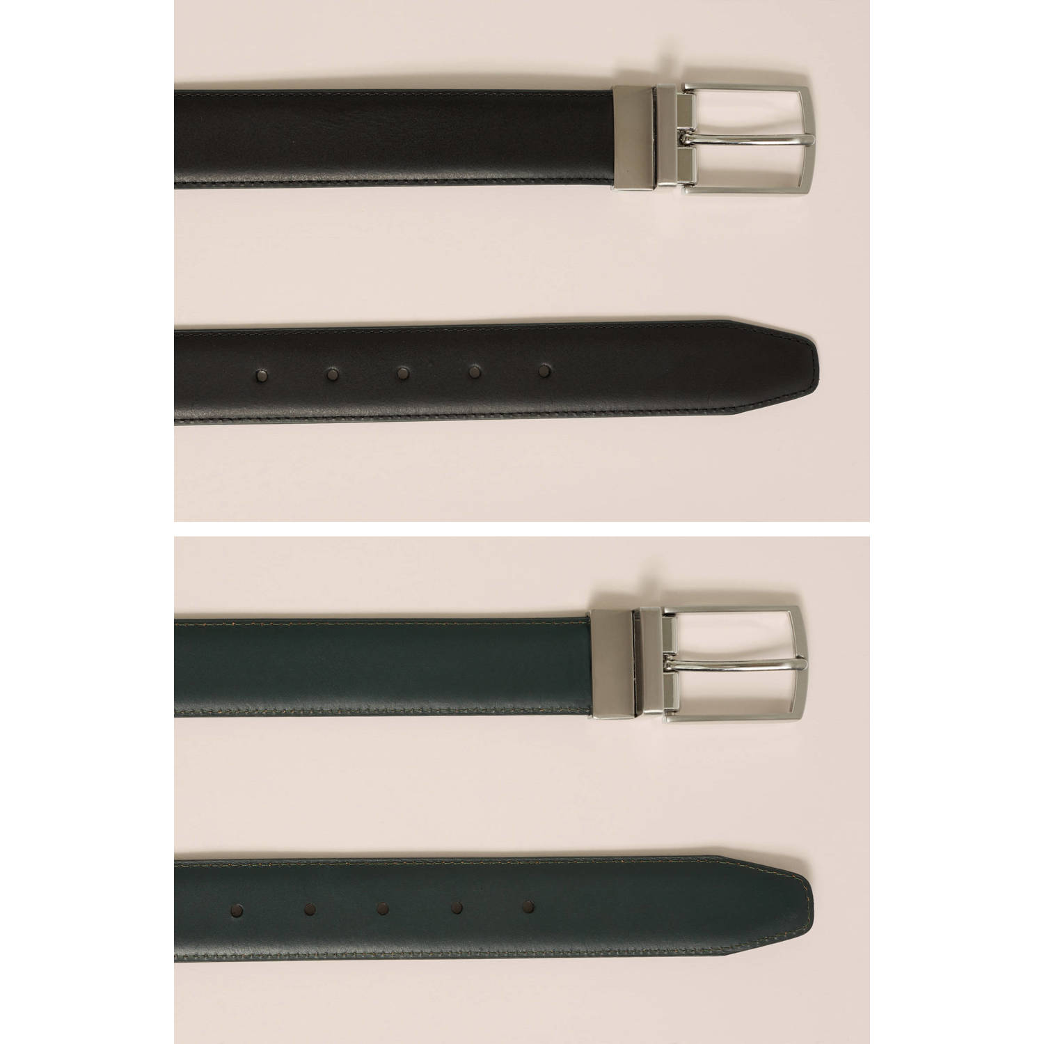 WE Fashion leren reversible riem zwart donkerbruin