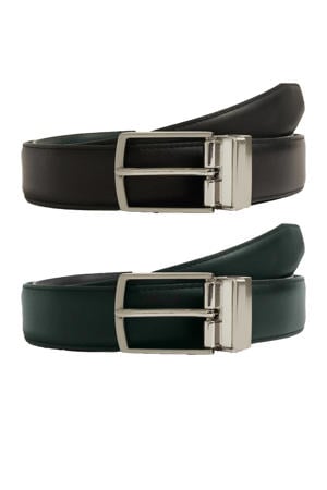 leren reversible riem zwart/donkerbruin