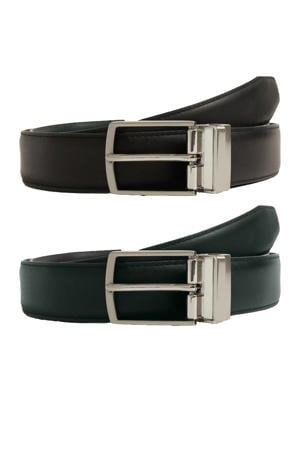 leren reversible riem zwart/donkerbruin