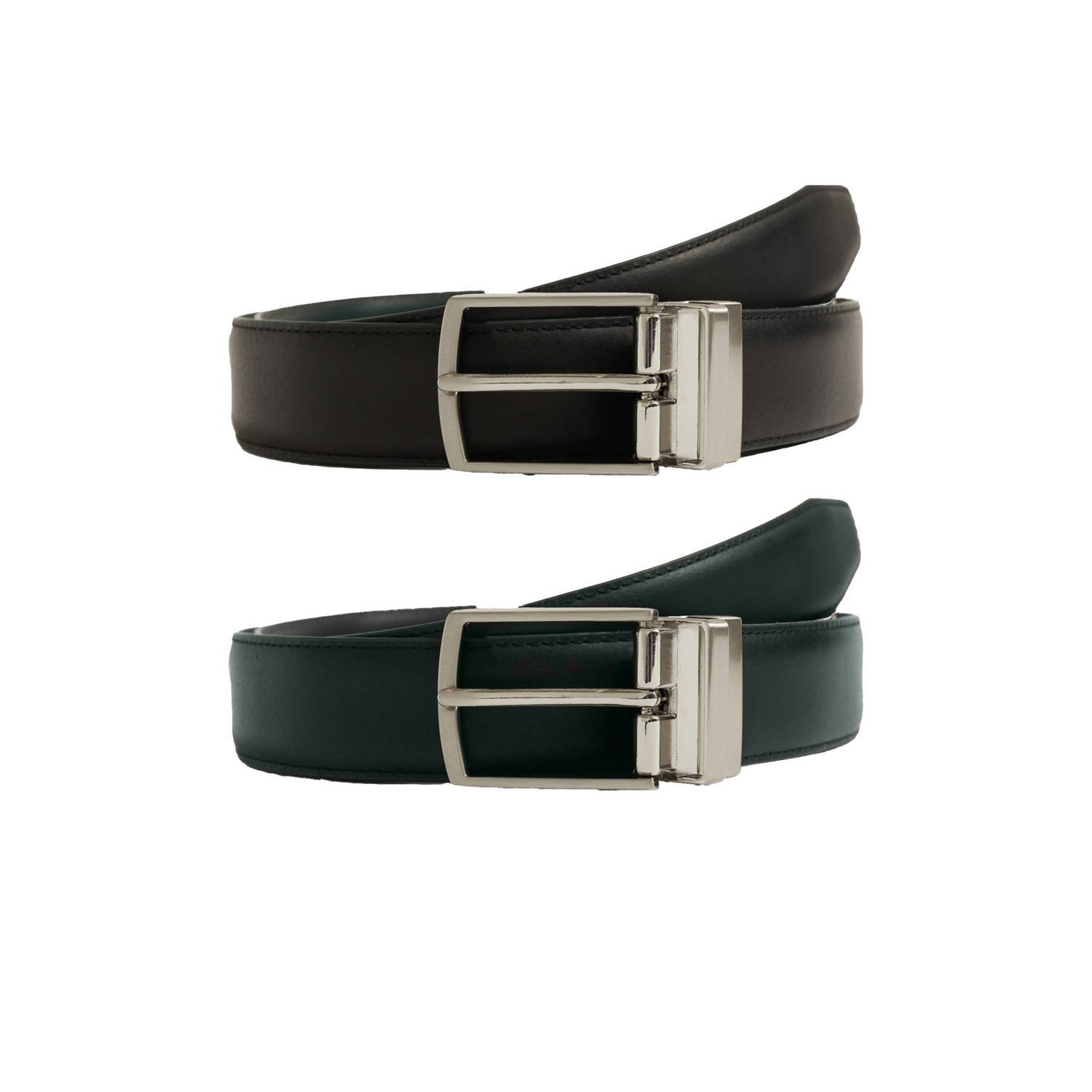 WE Fashion leren reversible riem zwart donkerbruin
