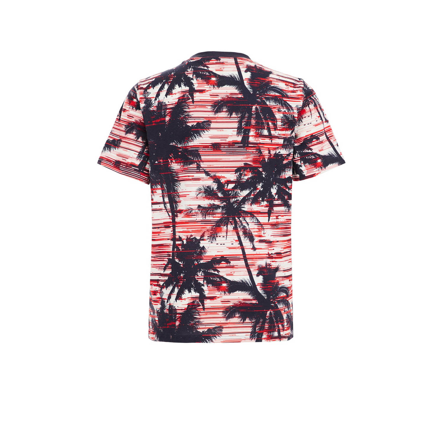 WE Fashion T-shirt met all over print rood zwart wit