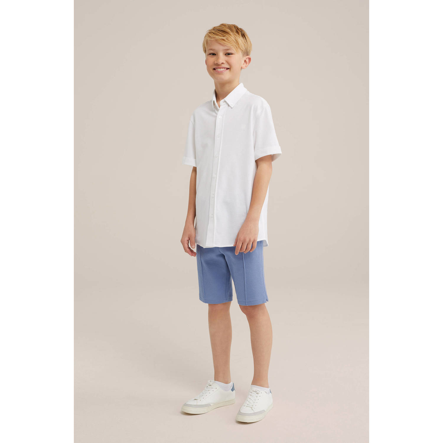WE Fashion slim fit sweatshort blauw
