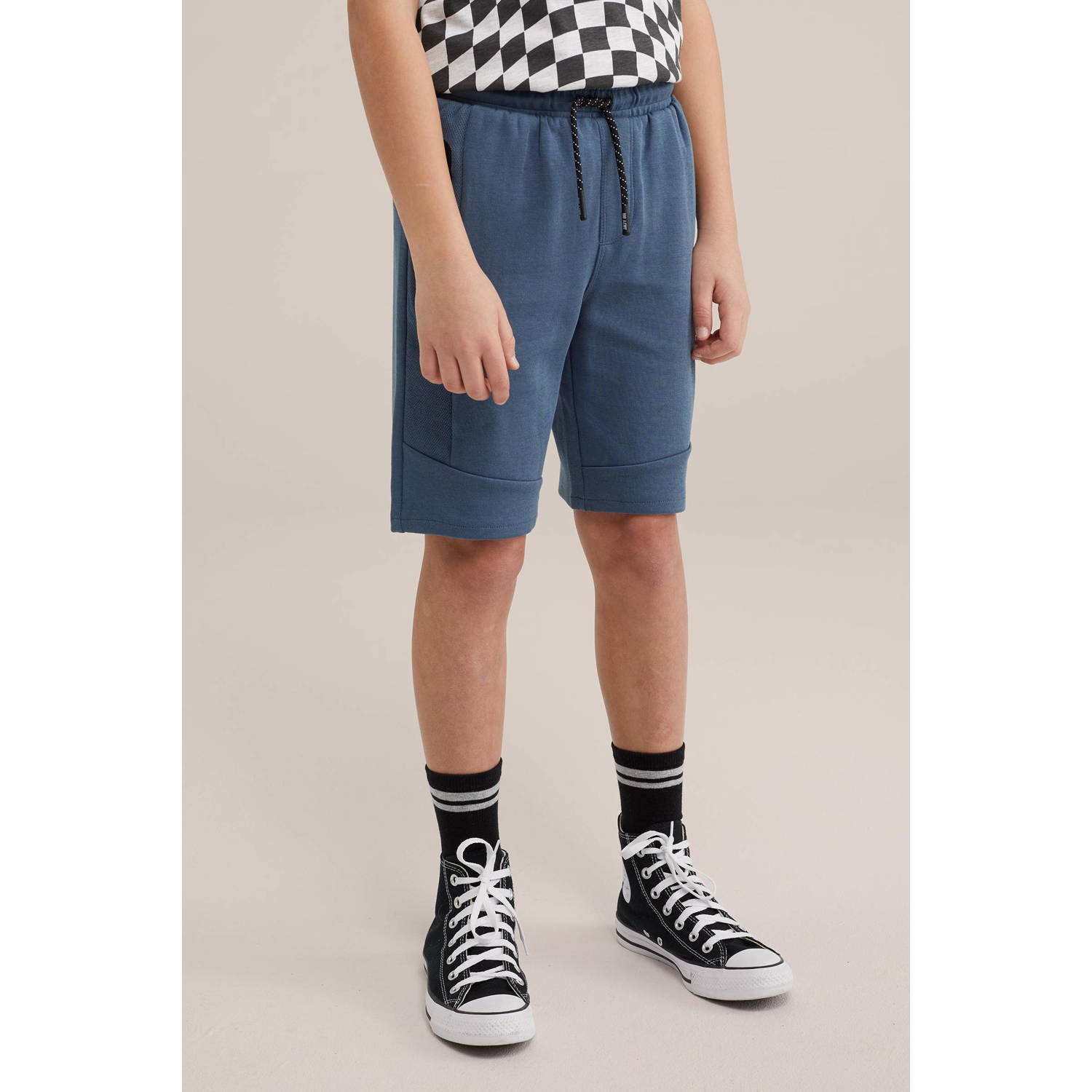 WE Fashion slim fit sweatshort blauw