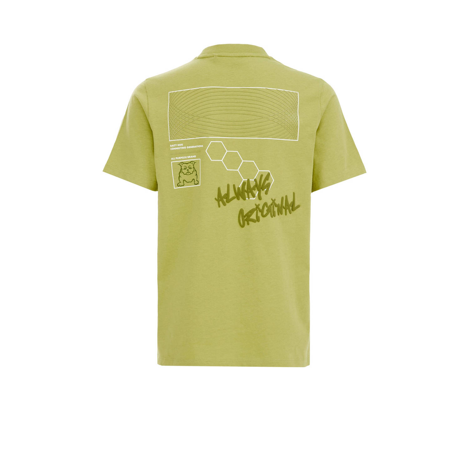 Salty Dog T-shirt met backprint olijfgroen