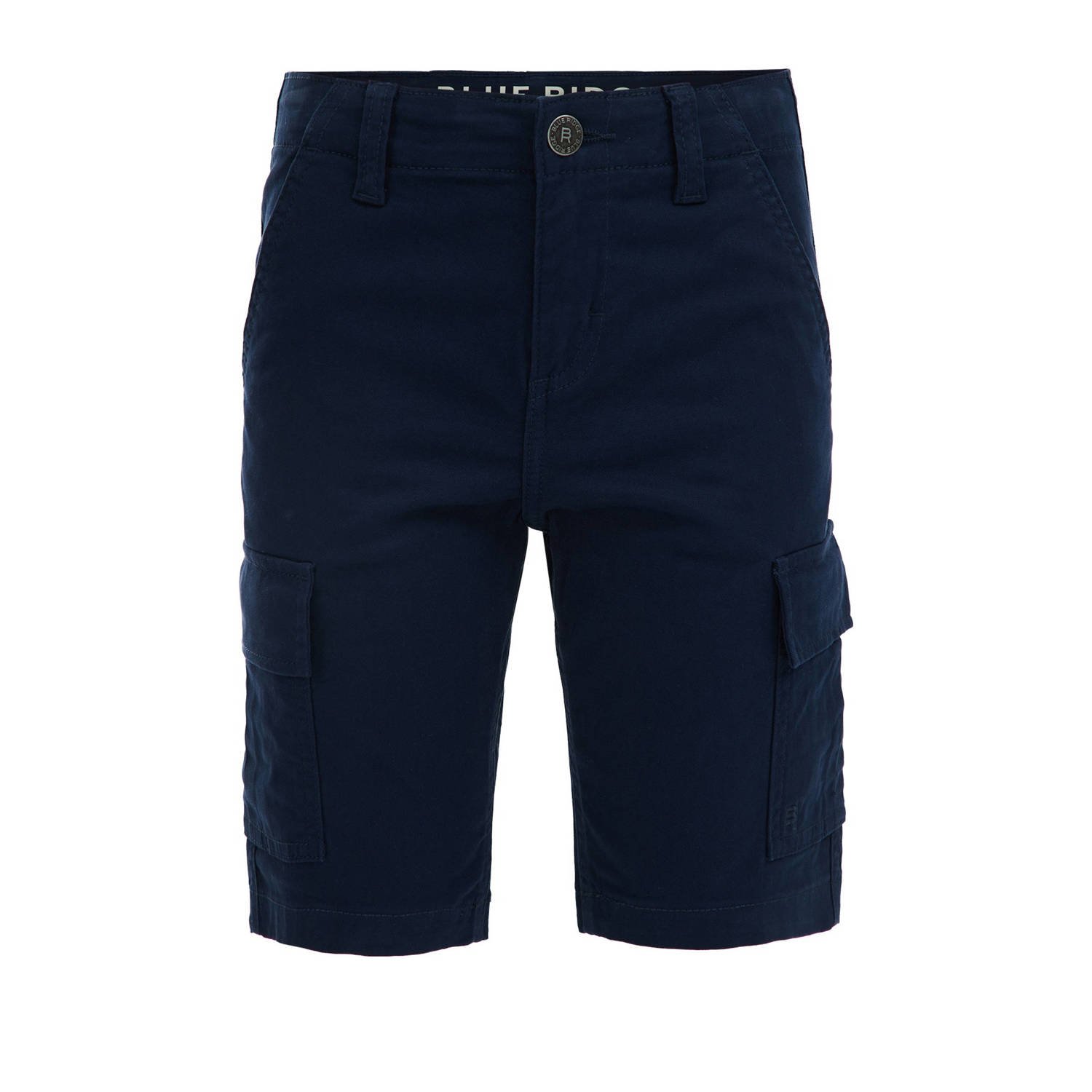 WE Fashion tapered fit cargo short royal navy Korte broek Blauw Jongens Katoen 116