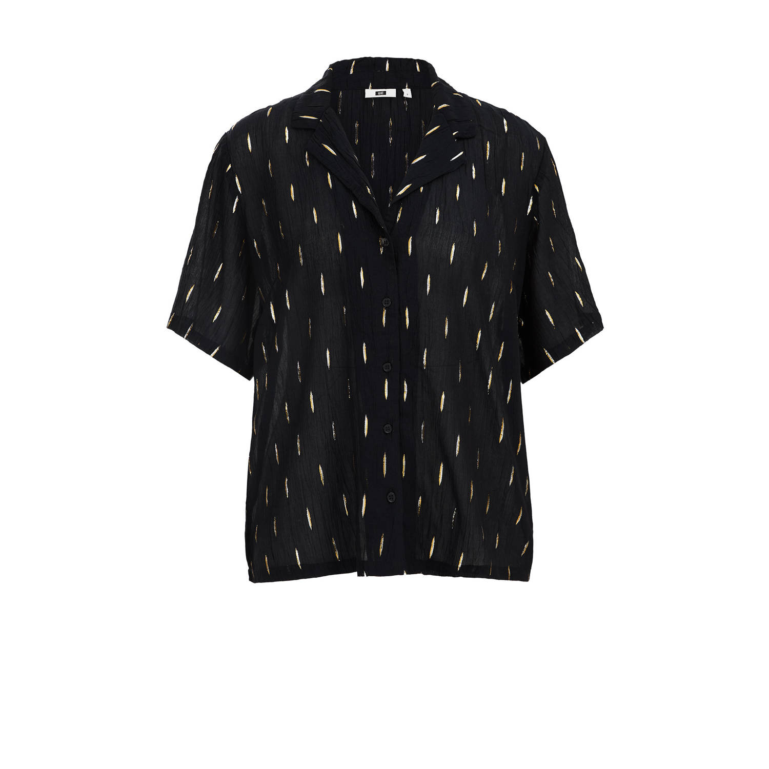 WE Fashion blouse met all over print en textuur zwart goud