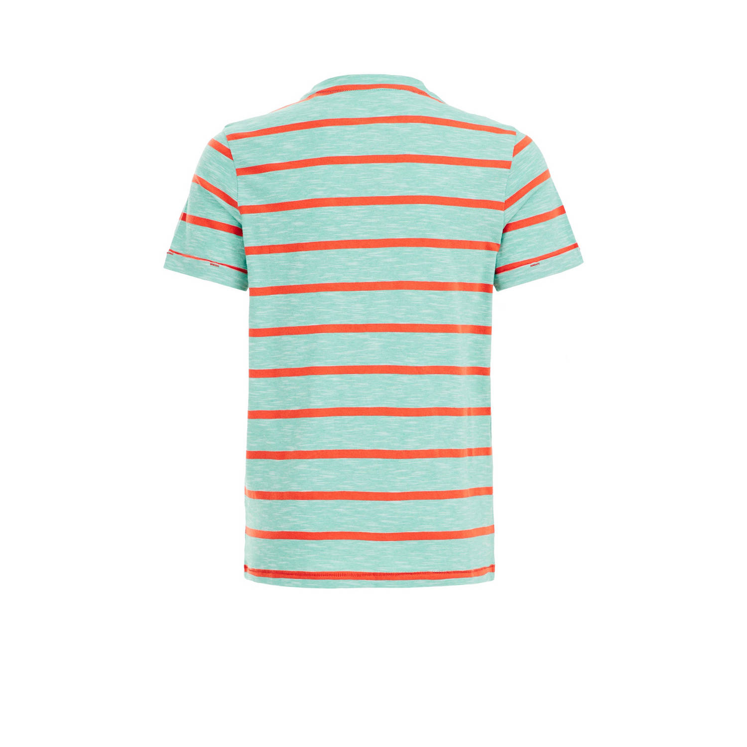 WE Fashion gestreept T-shirt mintblauw rood