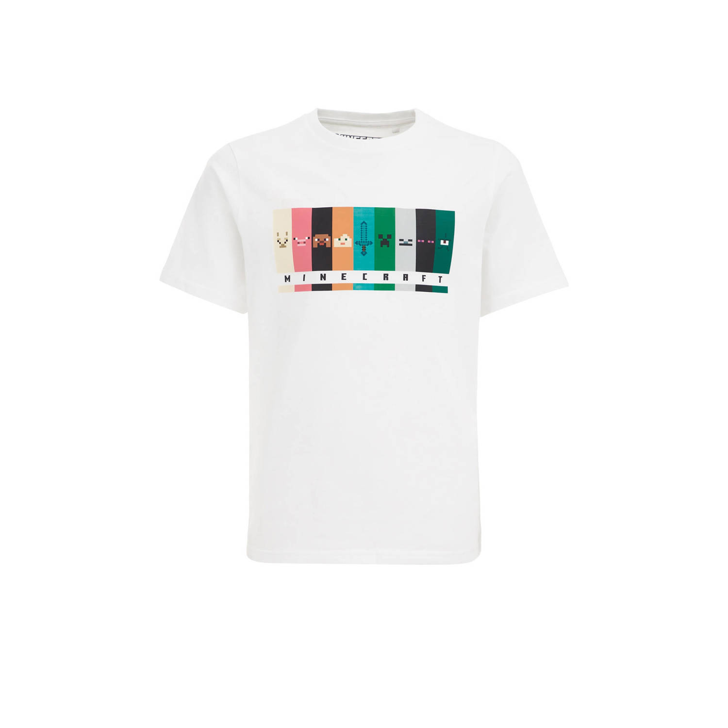 WE Fashion T-shirt met printopdruk wit Jongens Katoen Ronde hals Printopdruk 134 140