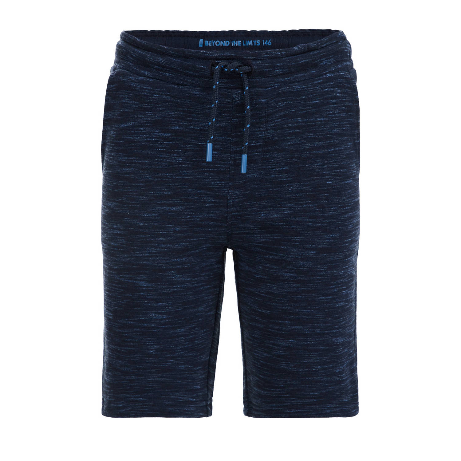 WE Fashion gemêleerde slim fit sweatshort navy blauw