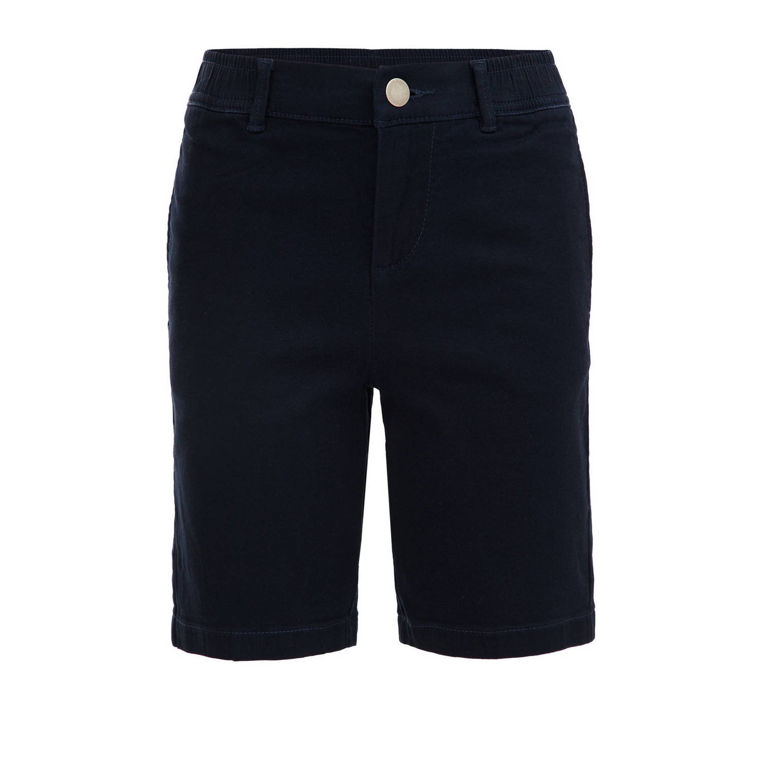 WE Fashion tapered fit chino short navy Korte broek Blauw Jongens Biologisch katoen 170