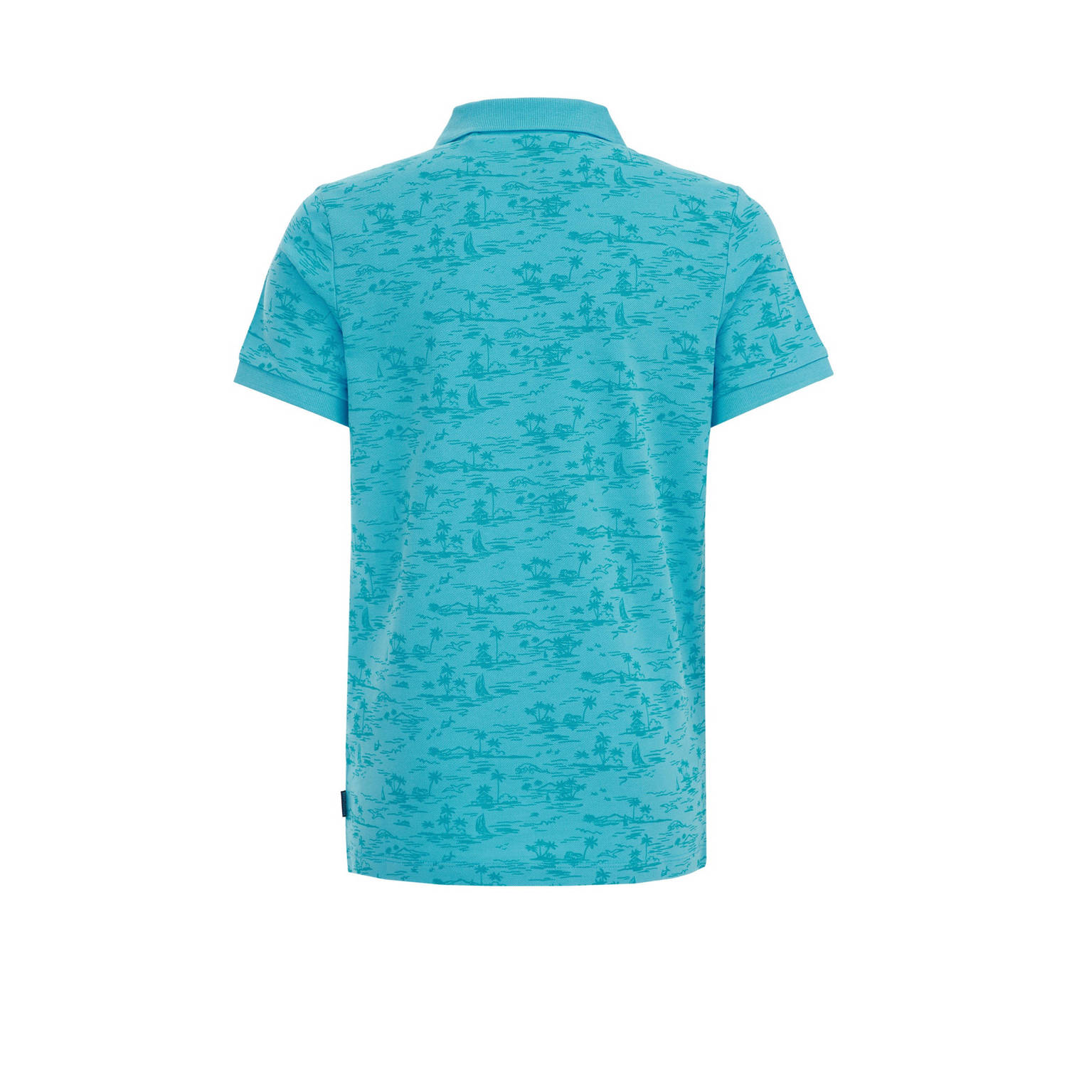 WE Fashion polo met all over print blauw